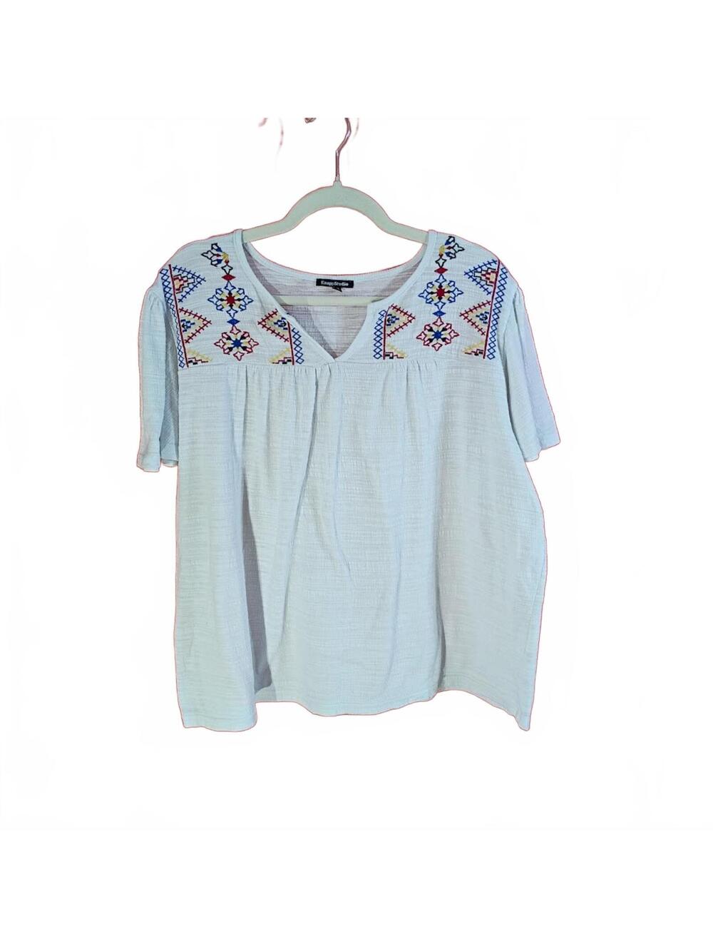 KnappStudio White Embroidered Top Size 2XL